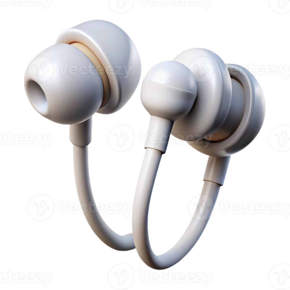 extraordinary traditional Earbuds White with Cord Isolated Cutout Transparent Background professional png