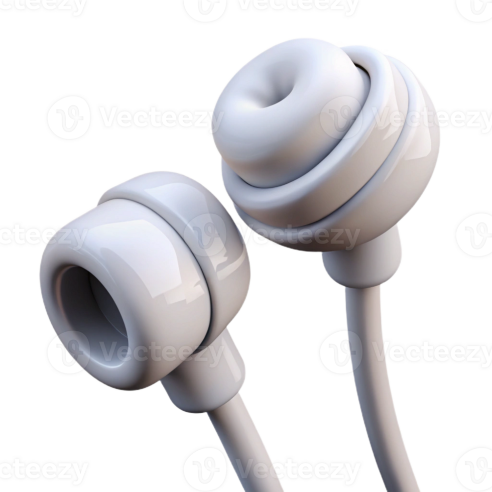extraordinary traditional Earbuds White with Cord Isolated Cutout Transparent Background genuine png