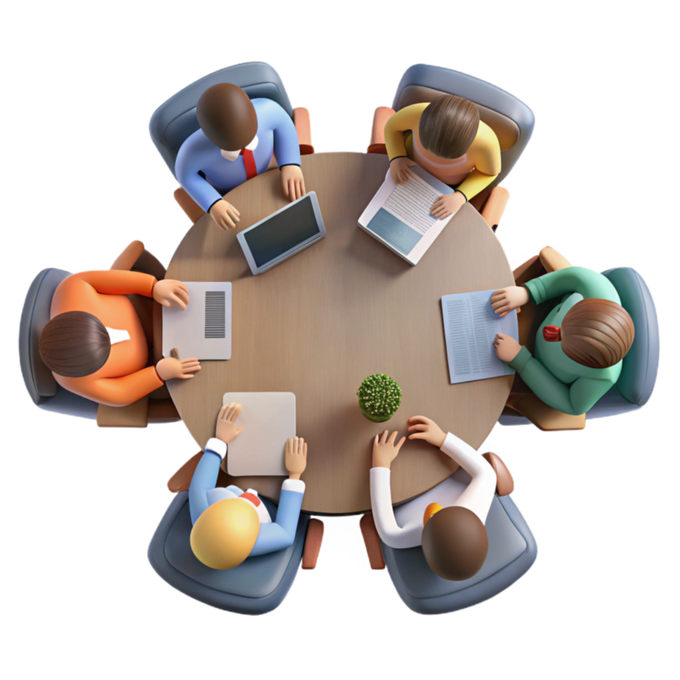 stunning abstract Team Meeting in Conference Room Top View Cutout authentic png