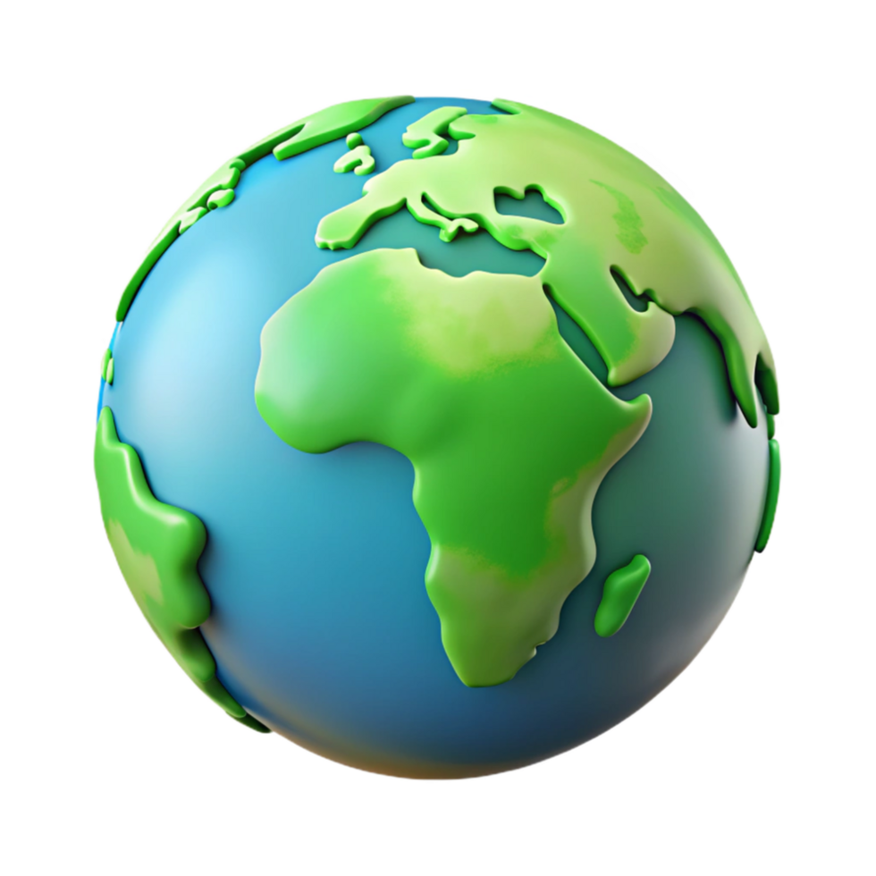 beautiful modern Earth Globe Icon with Green Continents Isolated detailed png