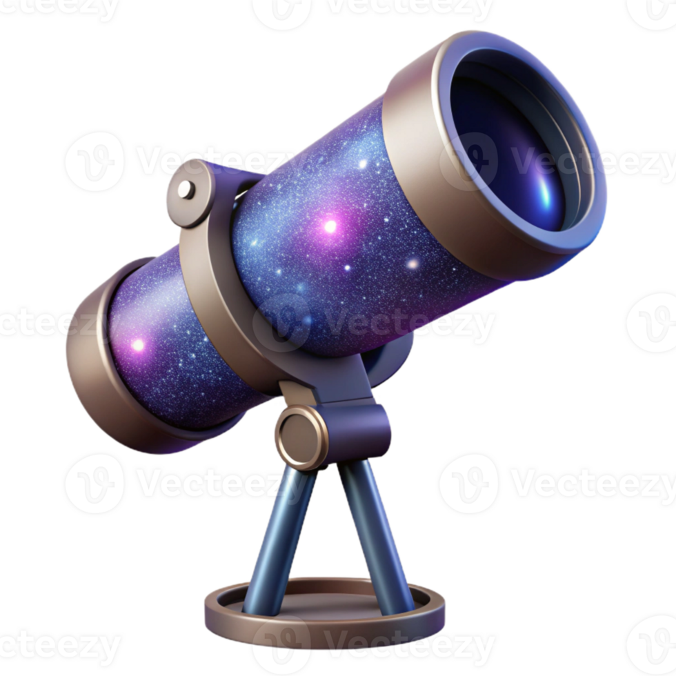 dramatic vintage Telescope Observing Distant Galaxy Isolated Element authentic png