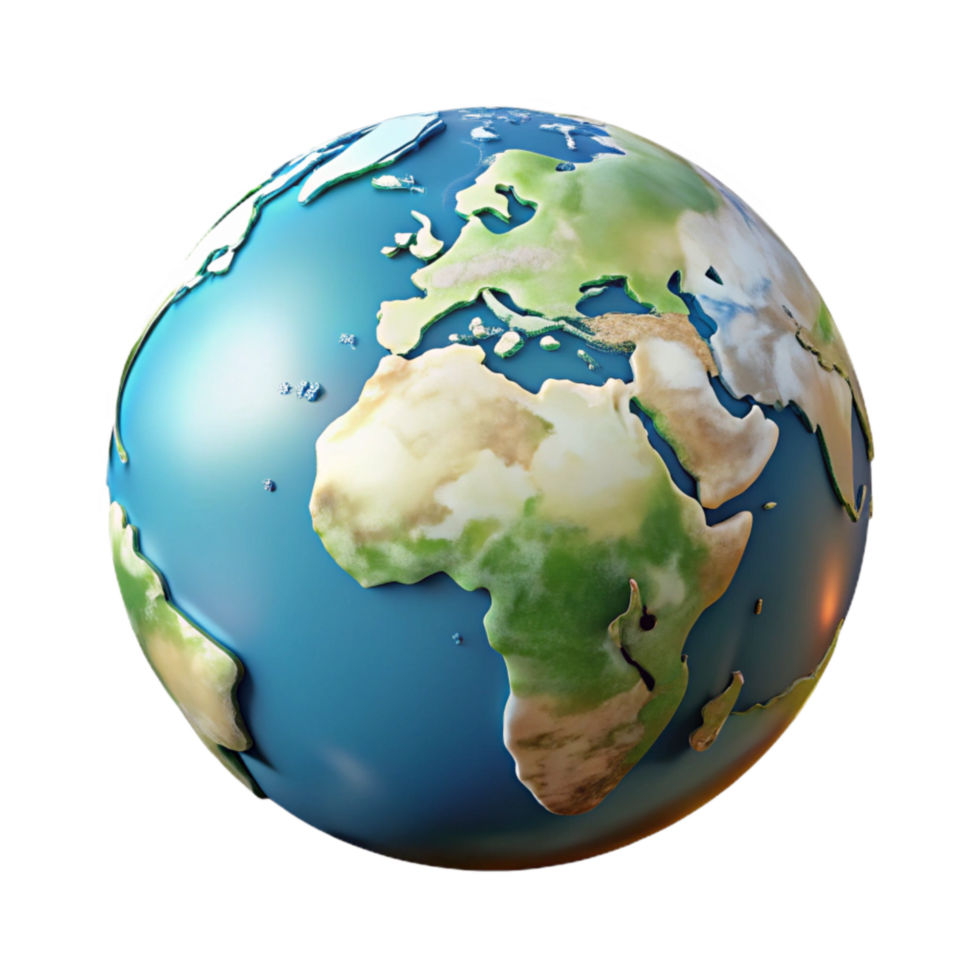 serene minimalist Earth Globe with Continents Transparent Background Cutout high resolution png