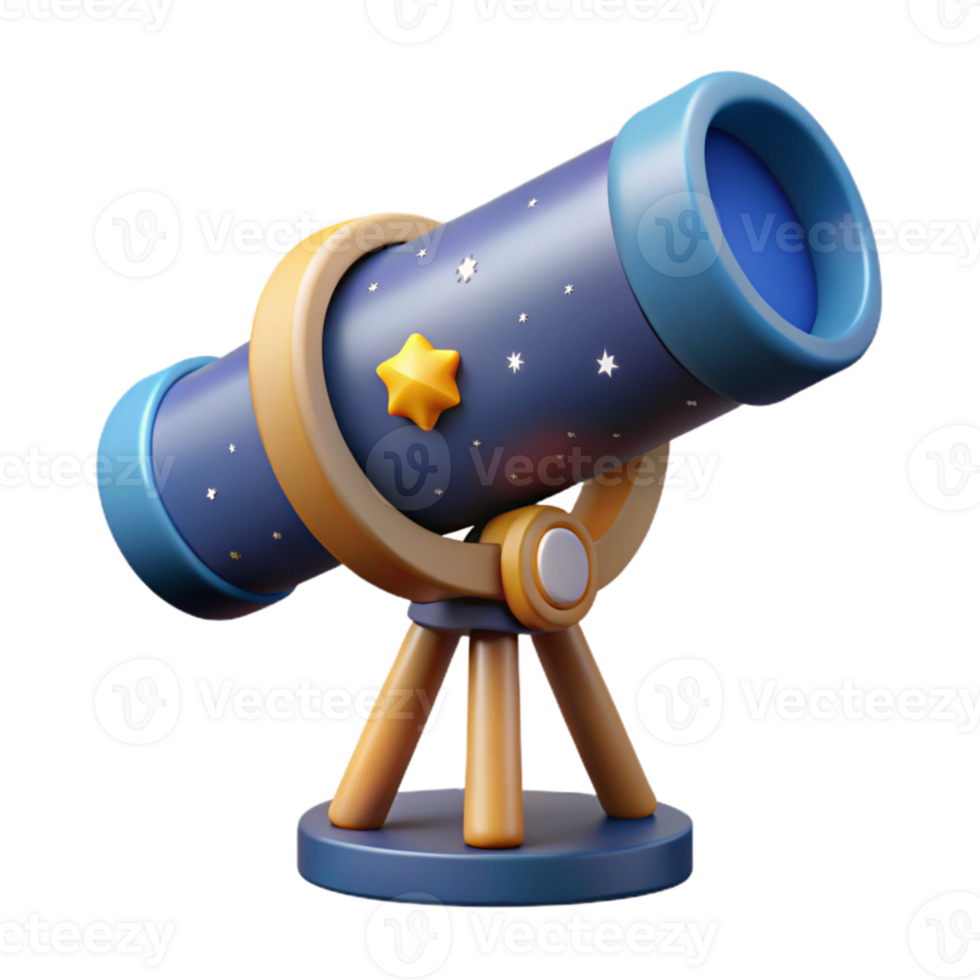 beautiful creative Telescope Observing Stars Night Sky Isolated Element premium png