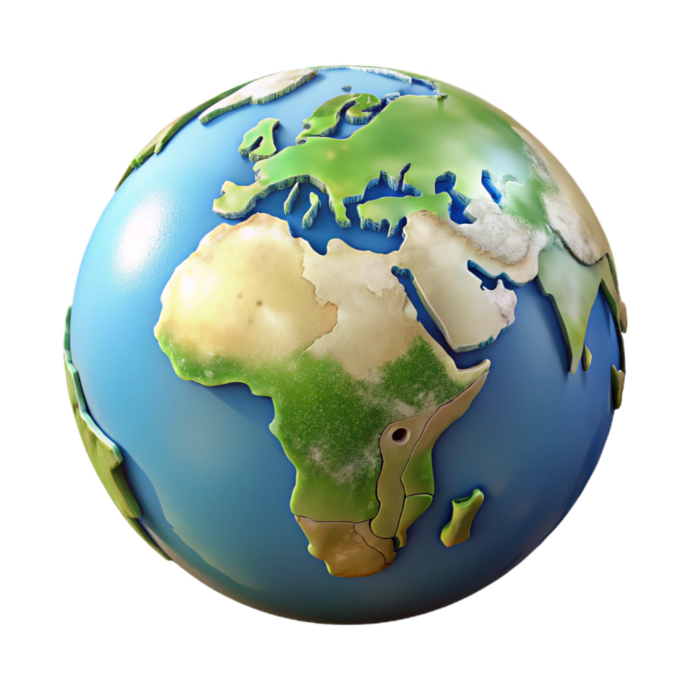 beautiful creative Earth Globe with Continents Transparent Background Cutout high quality png