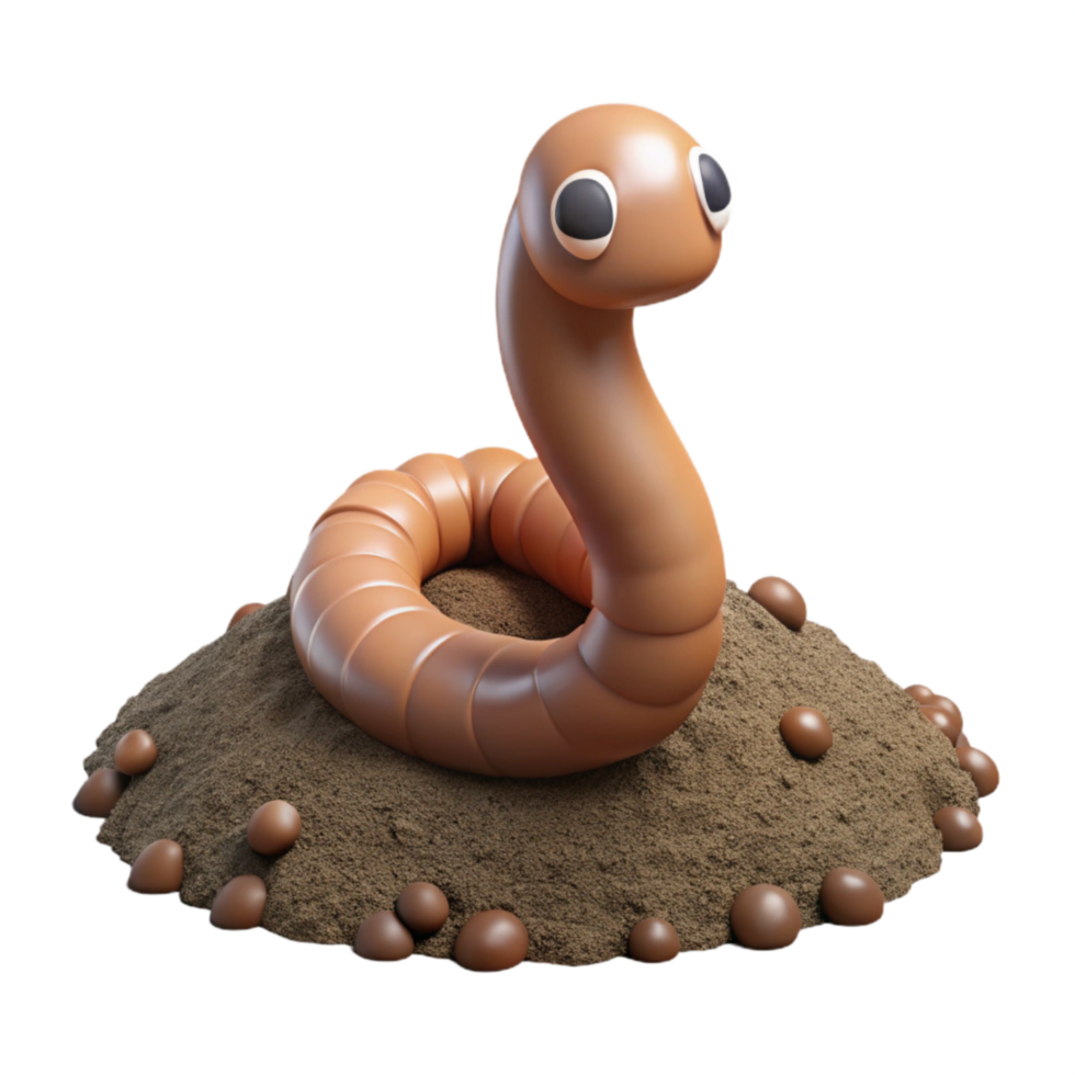 magnificent vintage Earthworm Burrowing in Soil Cutout premium png