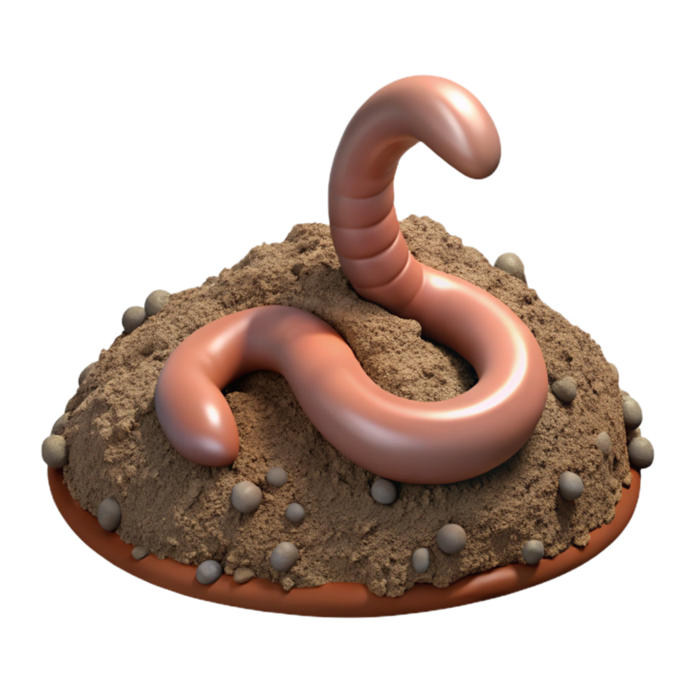 wonderful artistic Earthworm in Soil Isolated original png