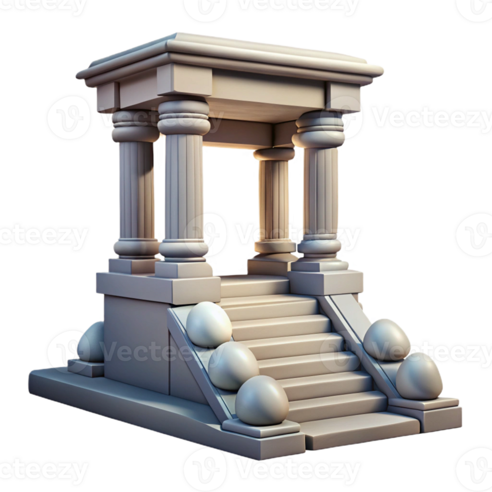 wonderful rustic Temple Entrance with Stone Steps Transparent Background detailed png