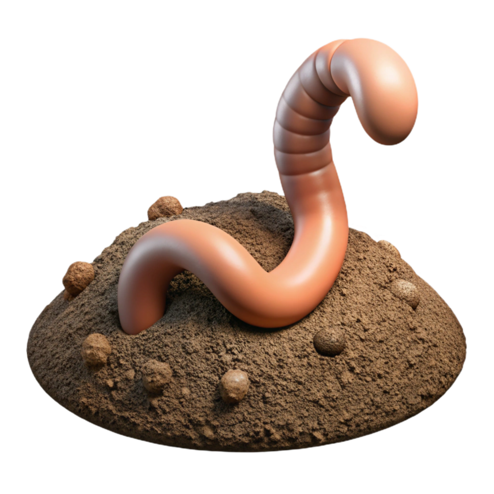 elegant contemporary Earthworm in Soil Isolated detailed png
