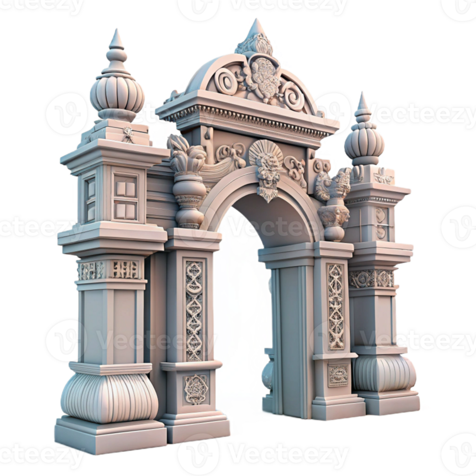 dramatic modern Temple Gate with Intricate Carvings Transparent Background authentic png