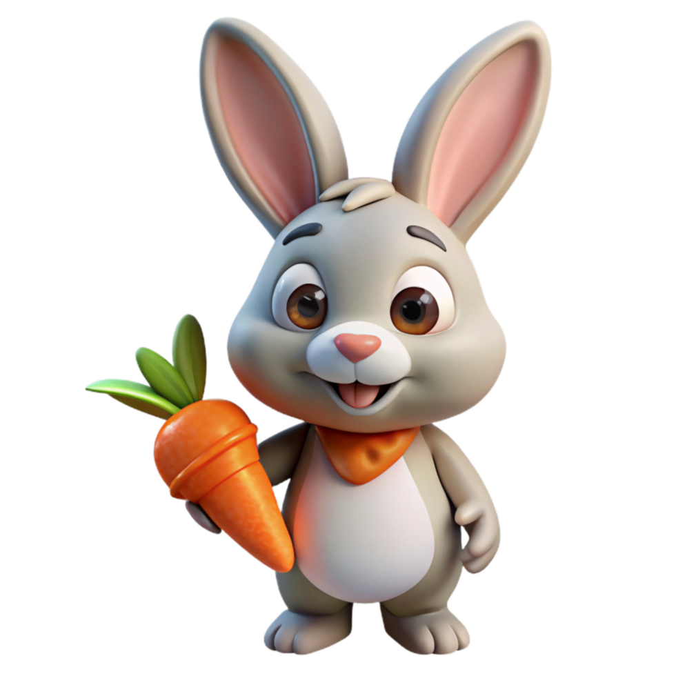 magnificent classic Easter Bunny with Carrot Transparent Background authentic png