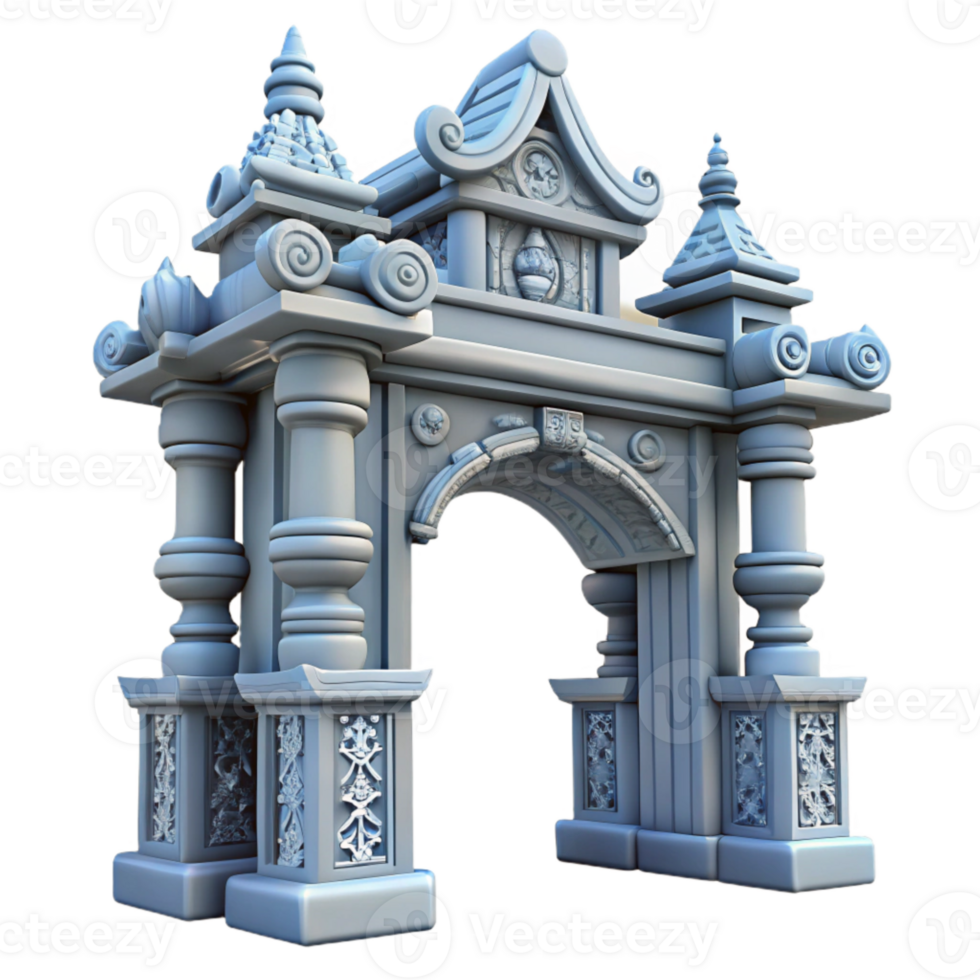 magnificent contemporary Temple Gate with Intricate Carvings Transparent Background png