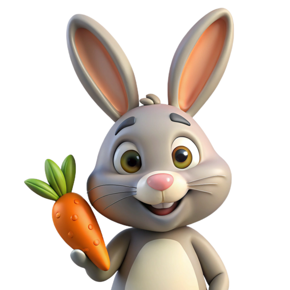 extraordinary rustic Easter Bunny with Carrot Transparent Background high quality png