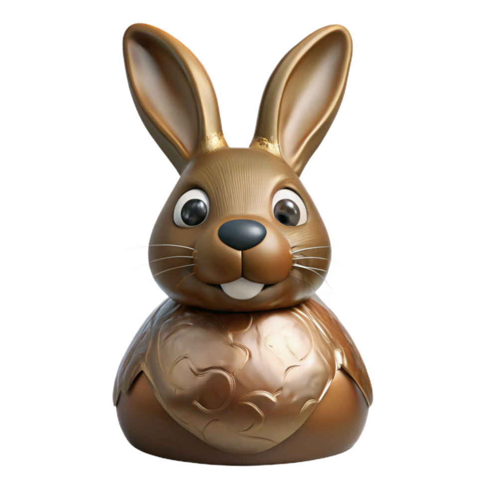 impressive rustic Easter Chocolate Bunny with Foil Wrapper Transparent Background genuine png