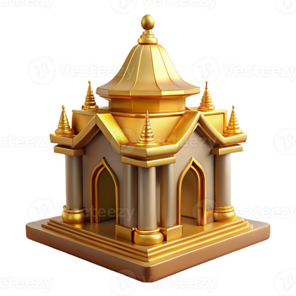 elegant contemporary Temple with Golden Roof Transparent Background exclusive png