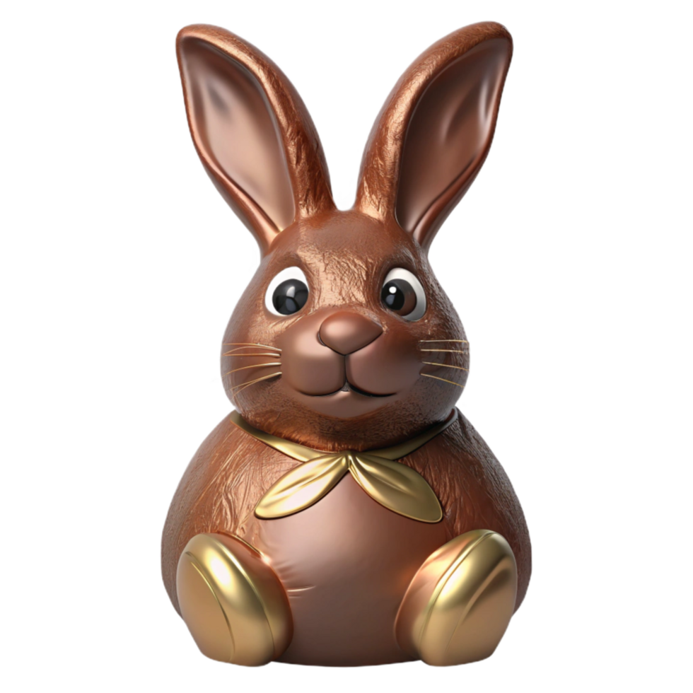 stunning traditional Easter Chocolate Bunny with Foil Wrapper Transparent Background genuine png