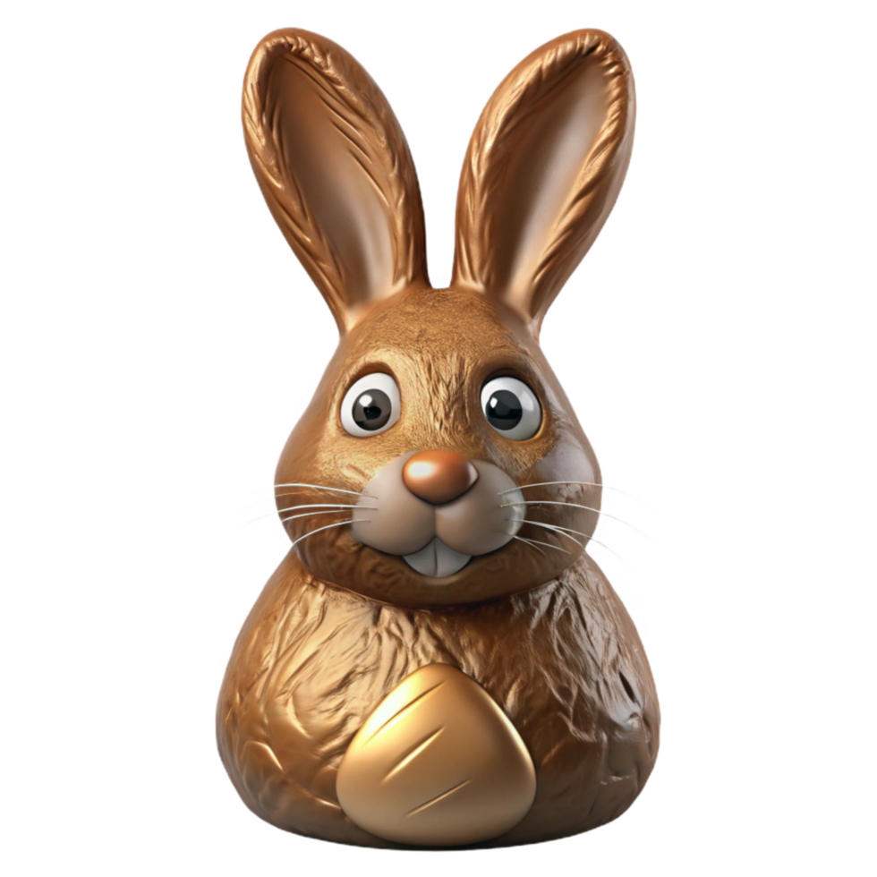 wonderful minimalist Easter Chocolate Bunny with Foil Wrapper Transparent Background professional png