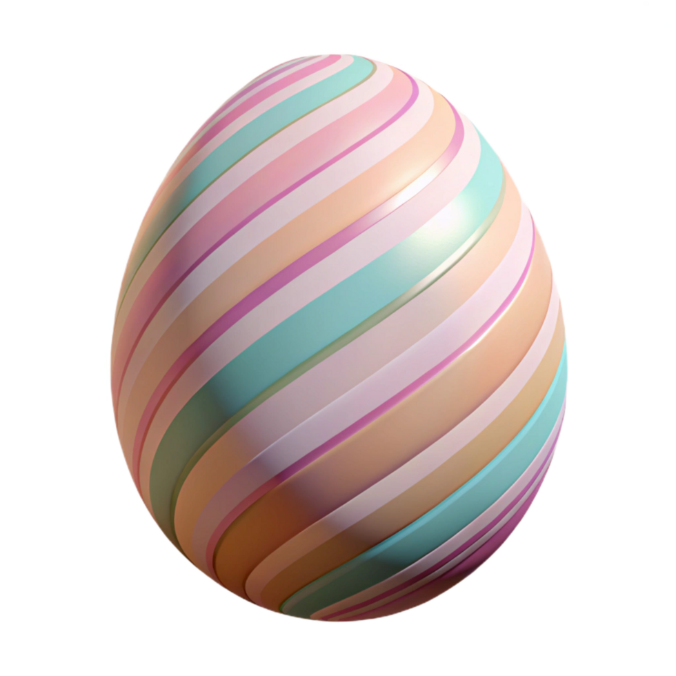 beautiful contemporary Easter Egg with Pastel Stripes Isolated original png