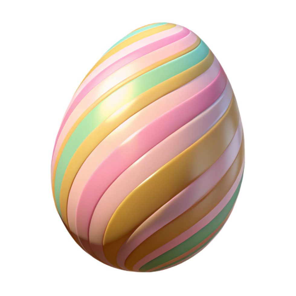 serene contemporary Easter Egg with Pastel Stripes Isolated detailed png