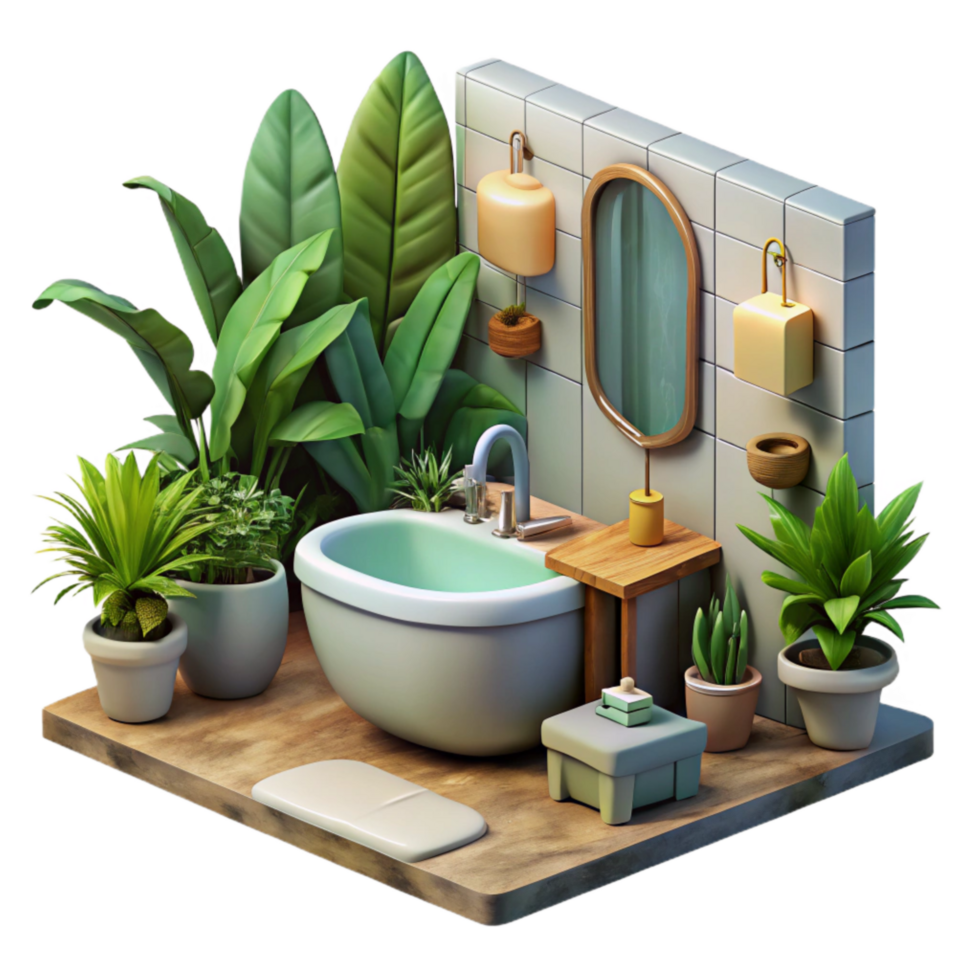 serene contemporary Eco Friendly Bathroom Interior Cutout high resolution png