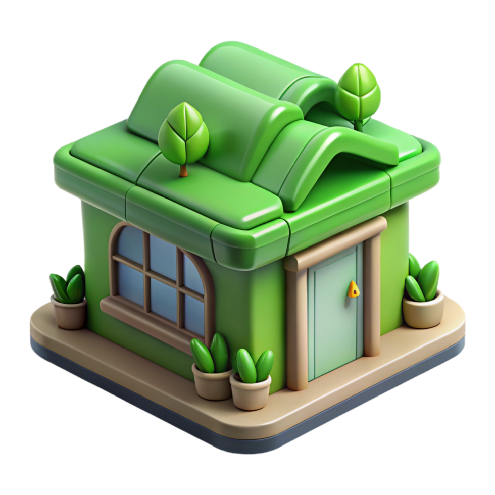 impressive modern Eco Friendly Building with Green Roof Isolated professional png