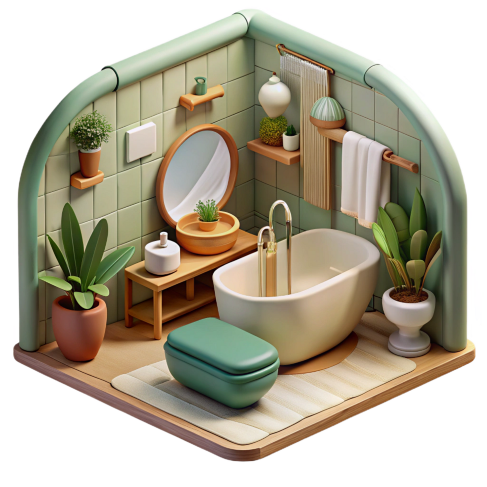 serene artistic Eco Friendly Bathroom Interior Cutout png