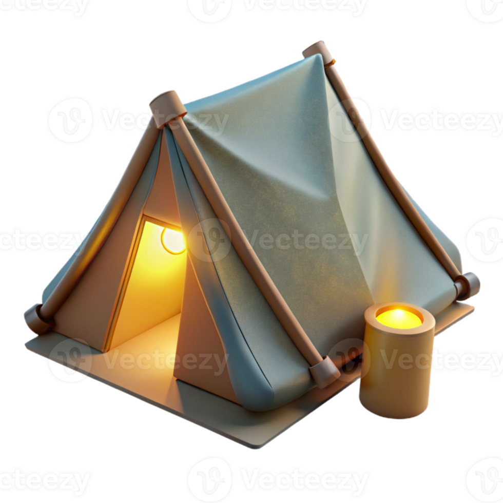 wonderful rustic Tent Illuminated by Headlamp Cutout high resolution png