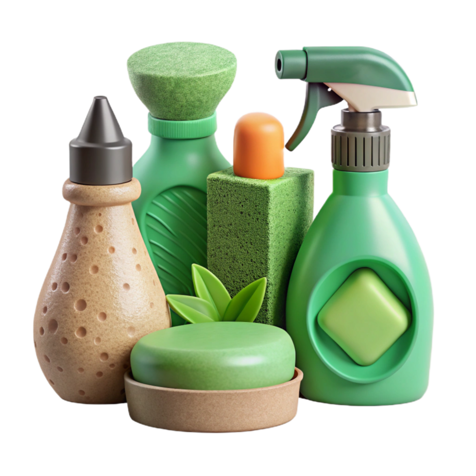 elegant vintage Eco Friendly Cleaning Products Set Isolated Cutout professional png