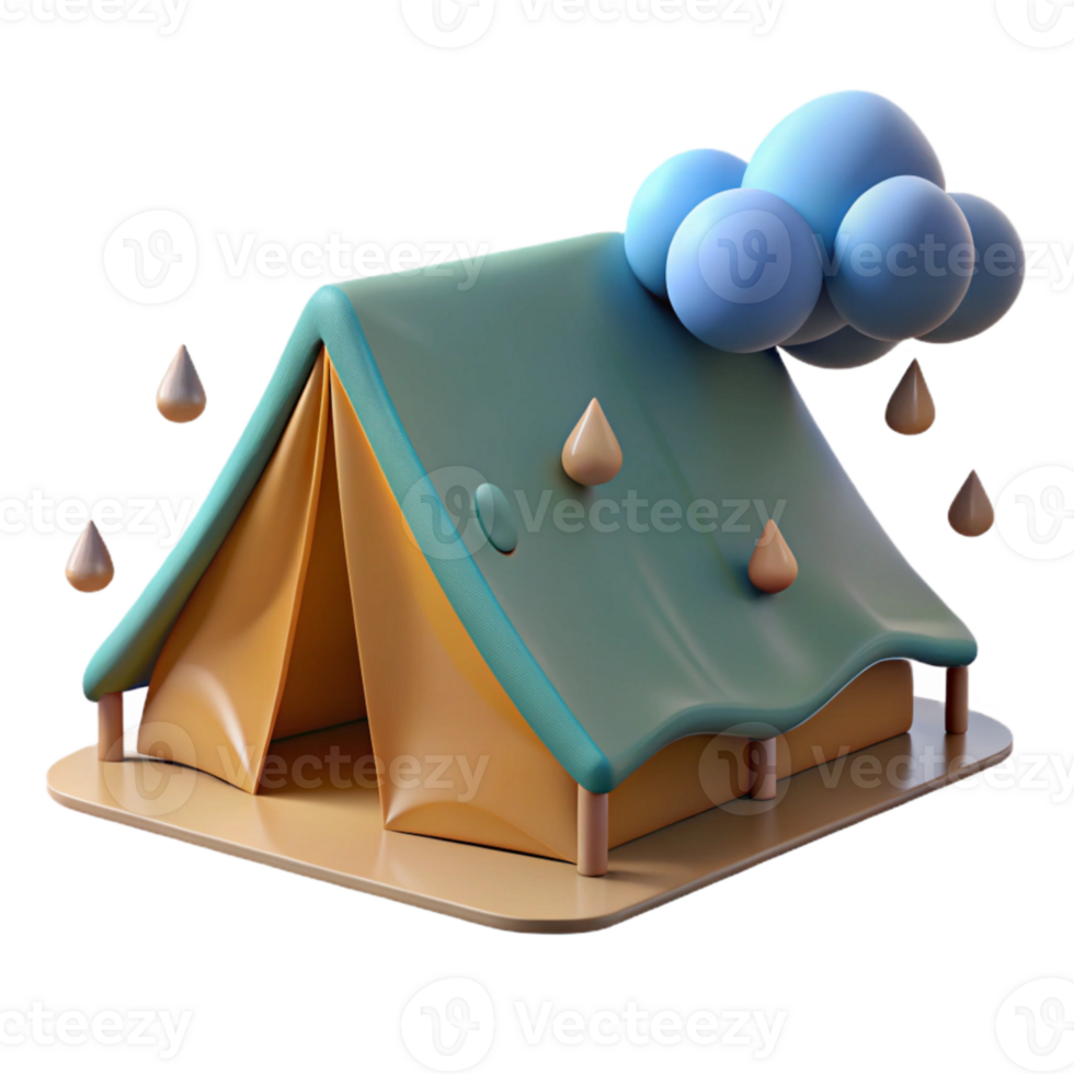 beautiful rustic Tent with Rainfly in Rainstorm Cutout professional png