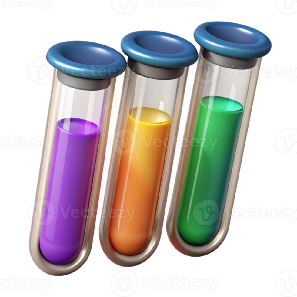 serene traditional Test Tubes with Colorful Liquids Isolated on Transparent Background genuine png