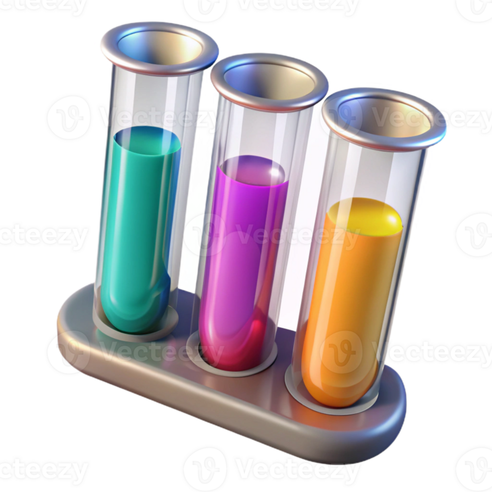 beautiful modern Test Tubes with Colorful Liquids Isolated on Transparent Background high quality png