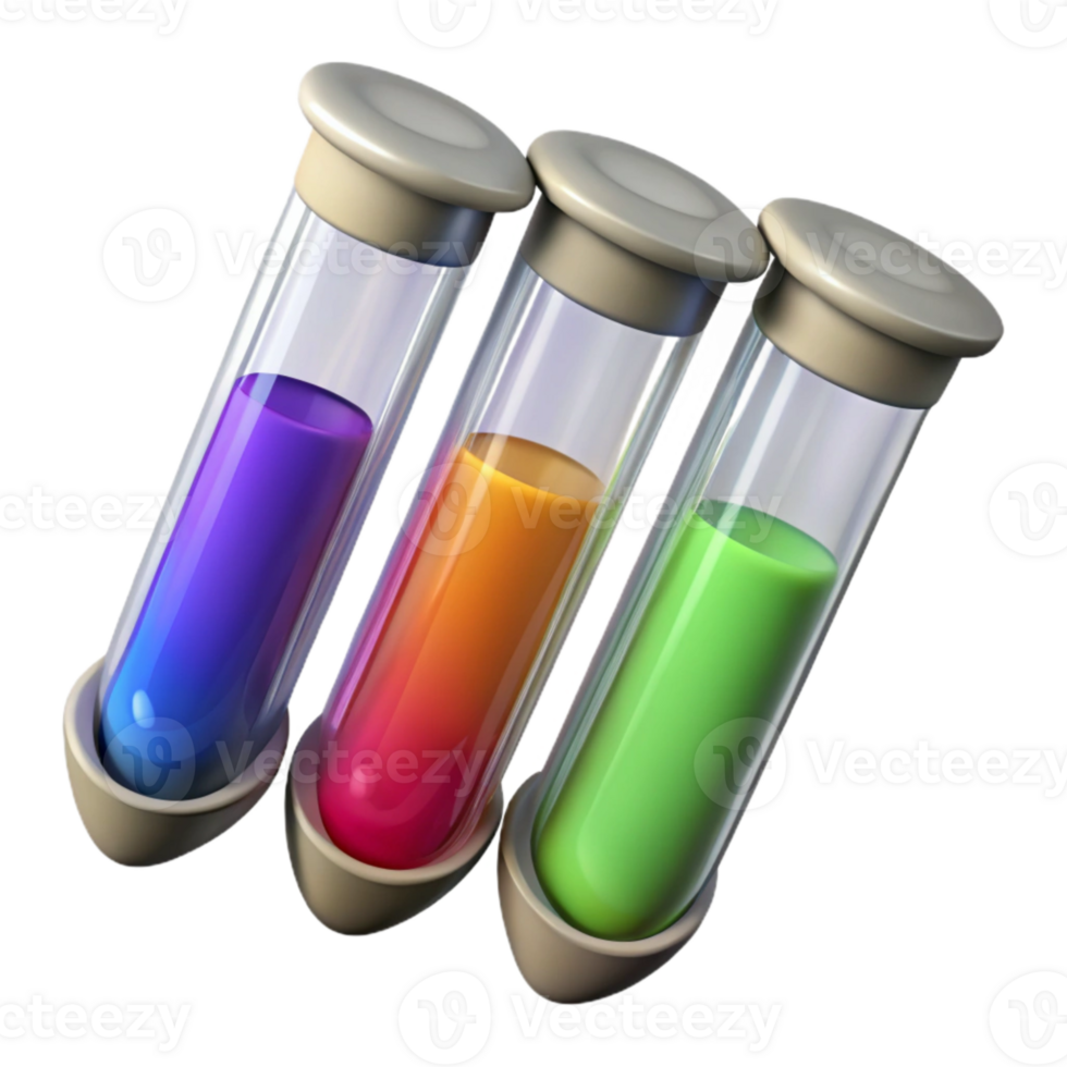 elegant artistic Test Tubes with Colorful Liquids Isolated on Transparent Background premium png