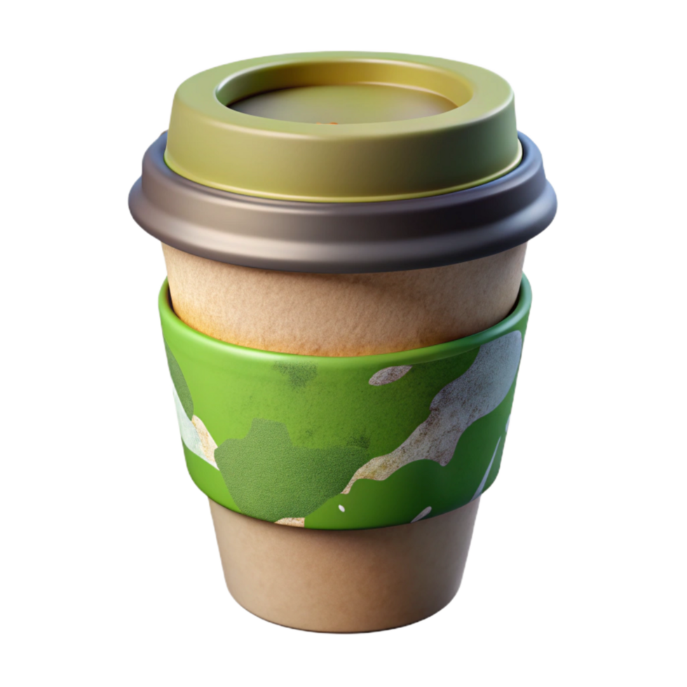 dramatic modern Eco Friendly Coffee Cup with Lid Isolated on Transparent Background detailed png