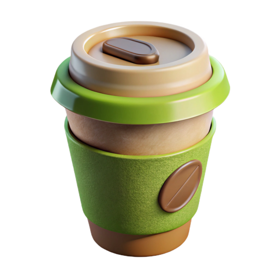 vibrant contemporary Eco Friendly Coffee Cup with Lid Isolated on Transparent Background high resolution png