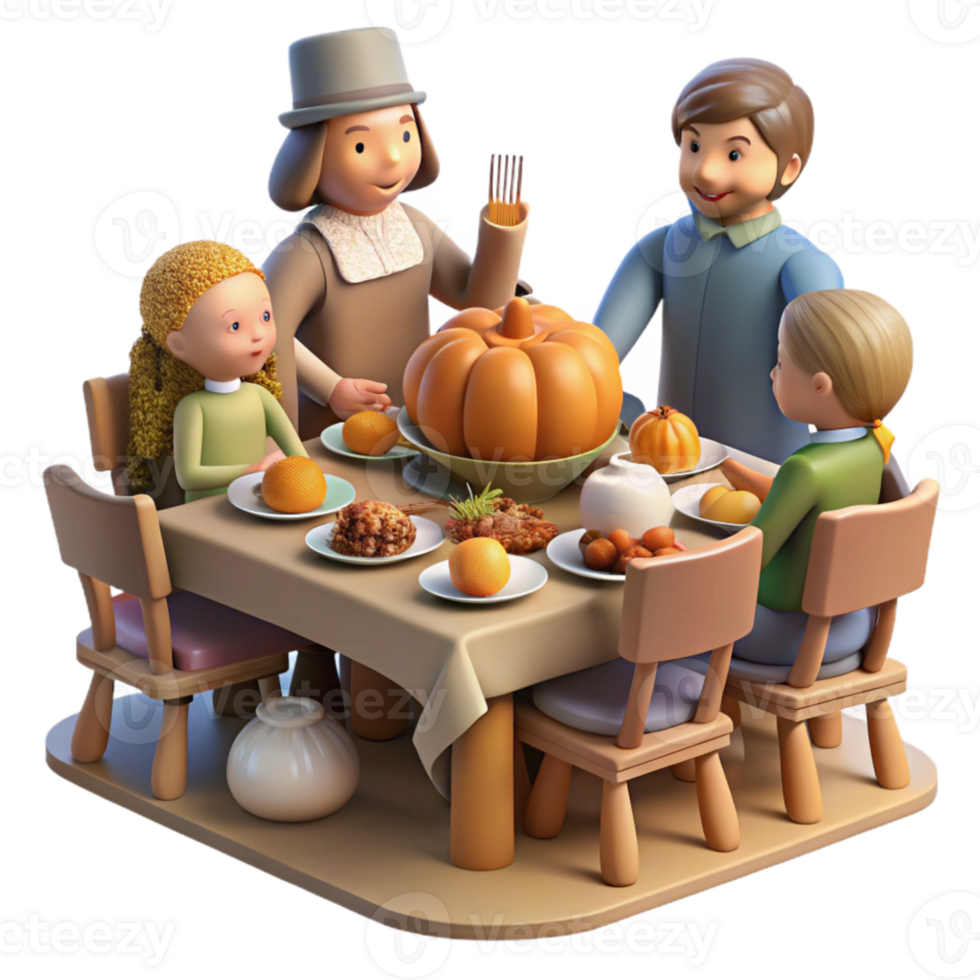elegant creative Thanksgiving Dinner Family Gathering Isolated high quality png