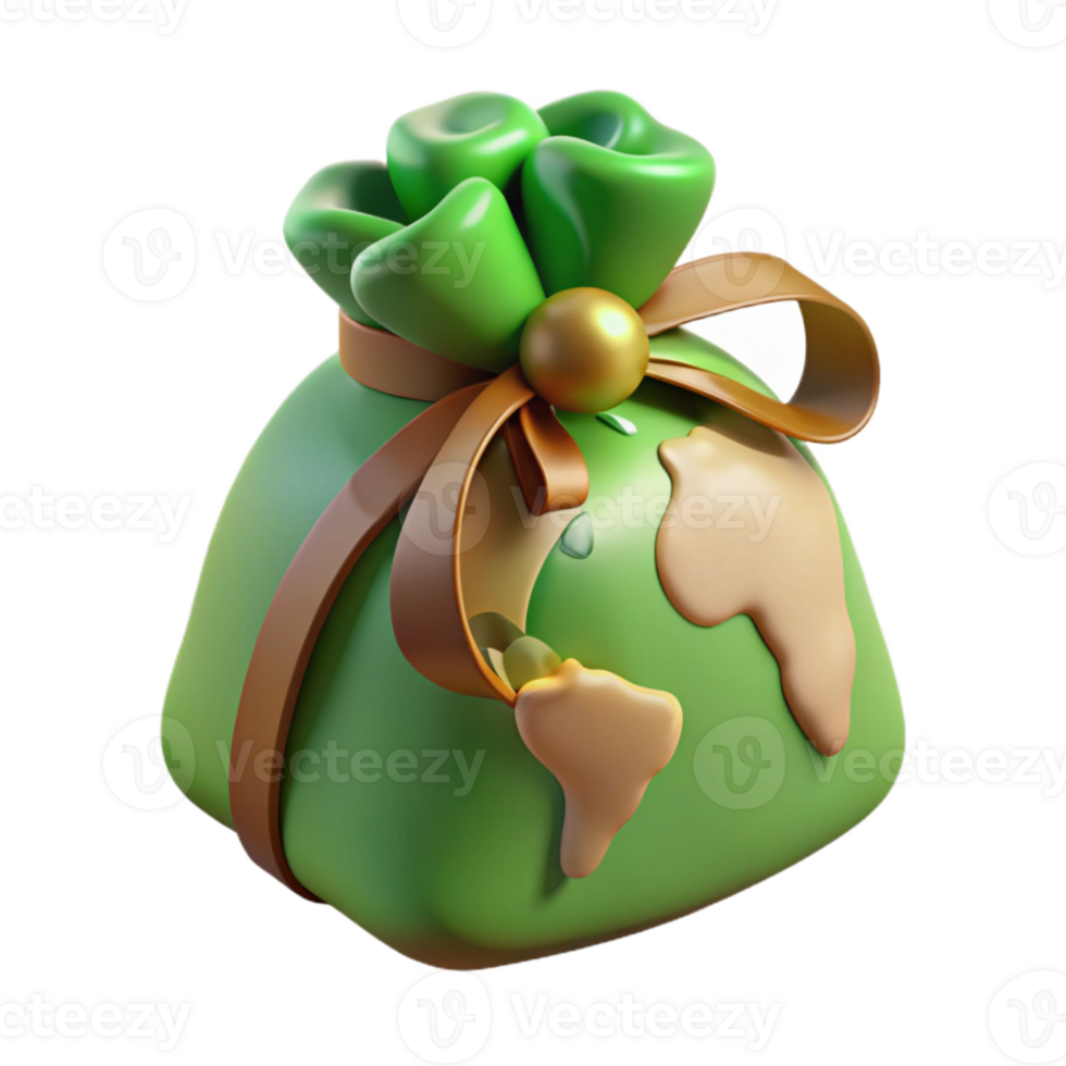 stunning classic Eco Friendly Gift Bag with Green Ribbon Transparent Background detailed png