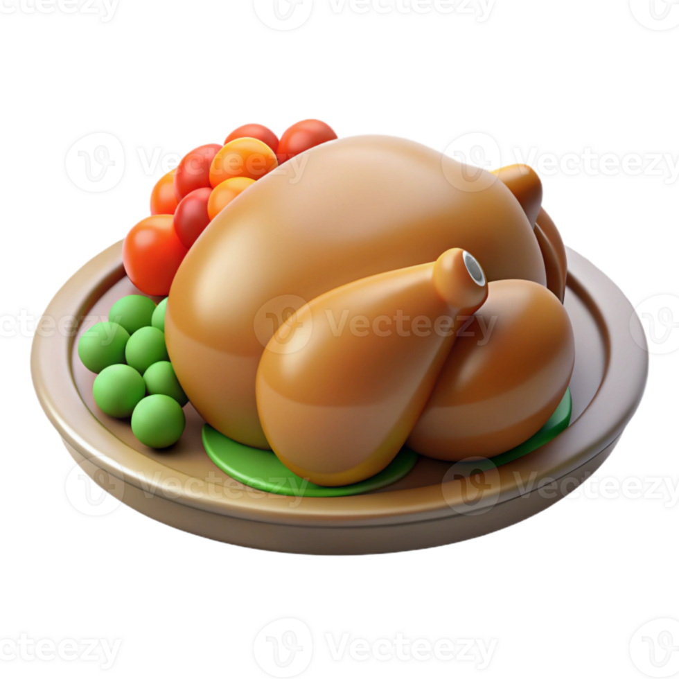 vibrant minimalist Thanksgiving Turkey Platter Top View Transparent Cutout detailed png