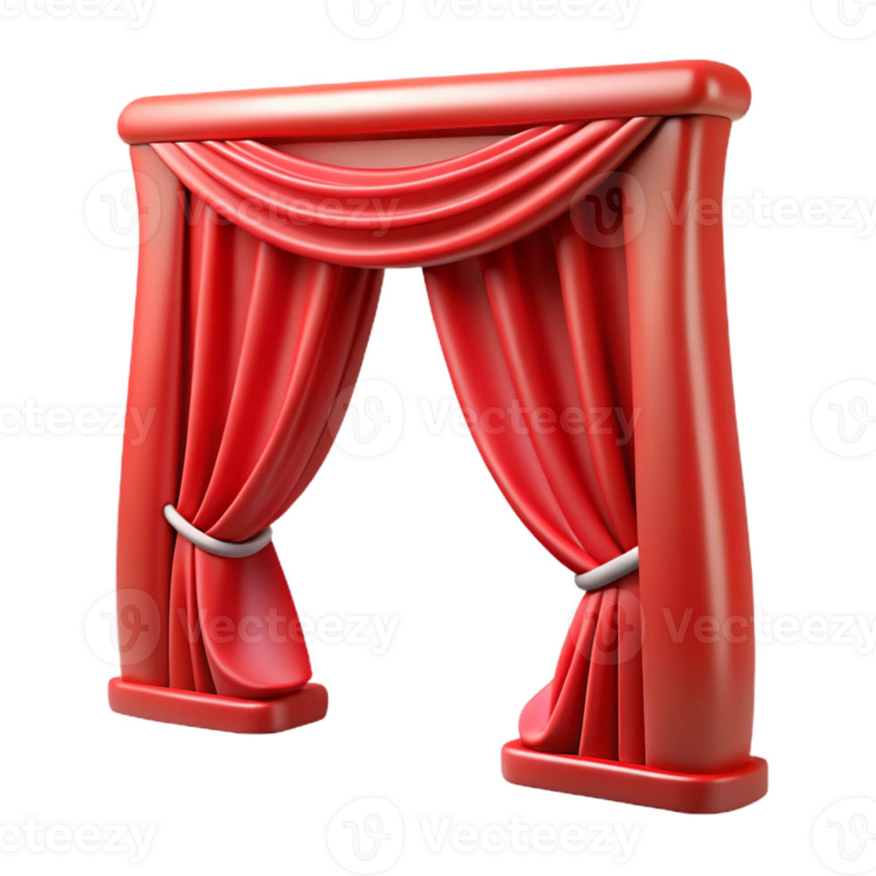 vibrant contemporary Theater Curtains Red Velvet Cutout professional png