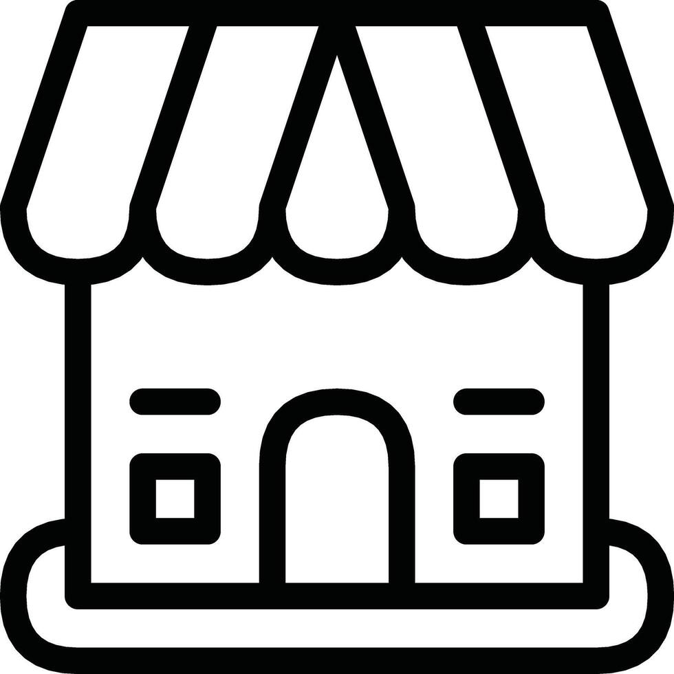A black and white drawing of a small house with a white awning. The house is small and cozy, with a white awning that adds a touch of charm vector