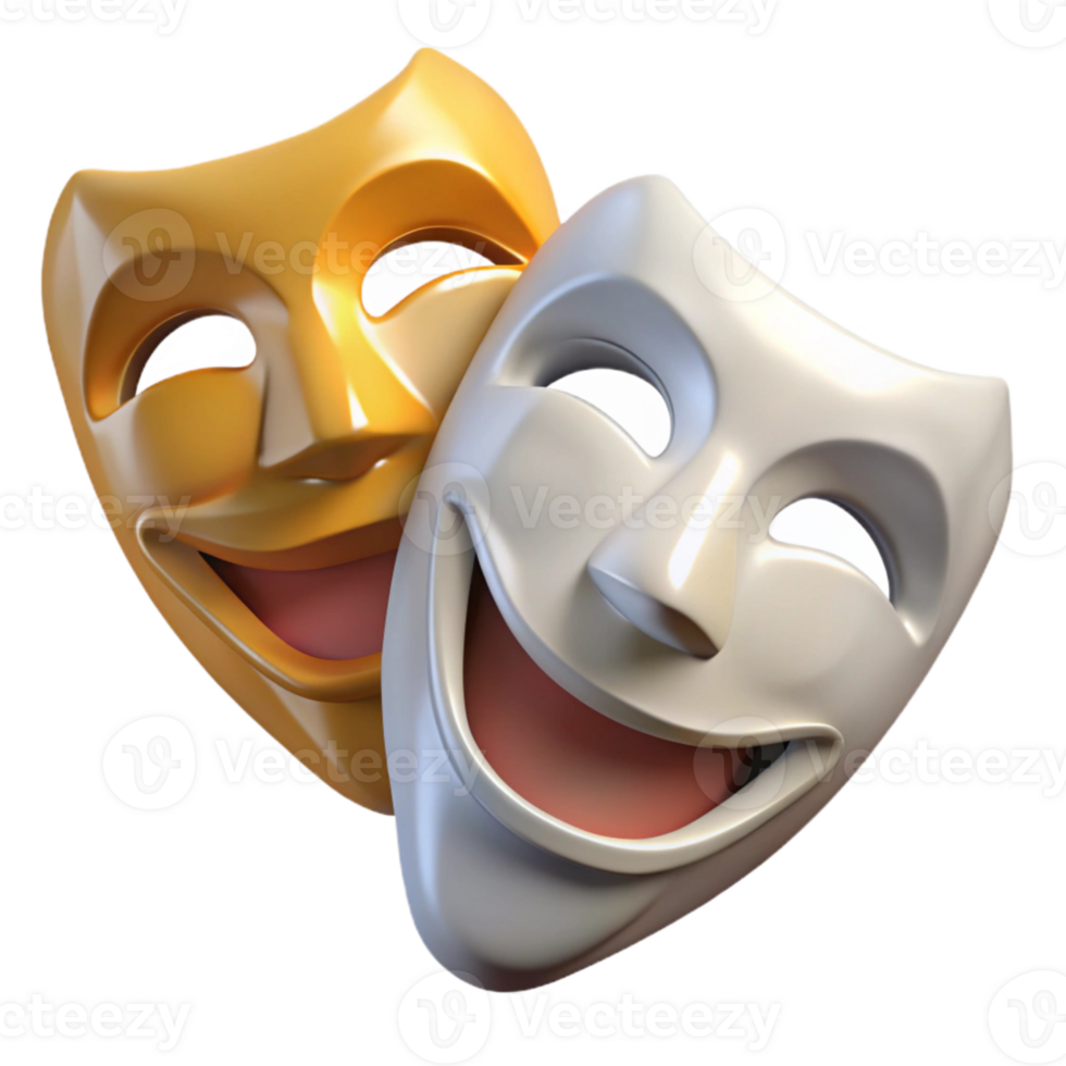 beautiful contemporary Theater Masks Comedy and Tragedy Isolated Element high resolution png