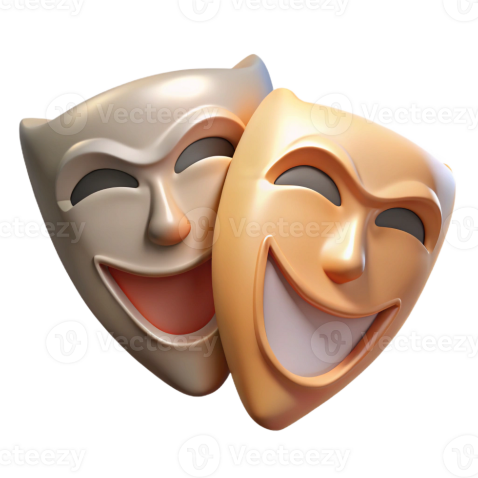 stunning minimalist Theater Masks Comedy and Tragedy Isolated Element genuine png