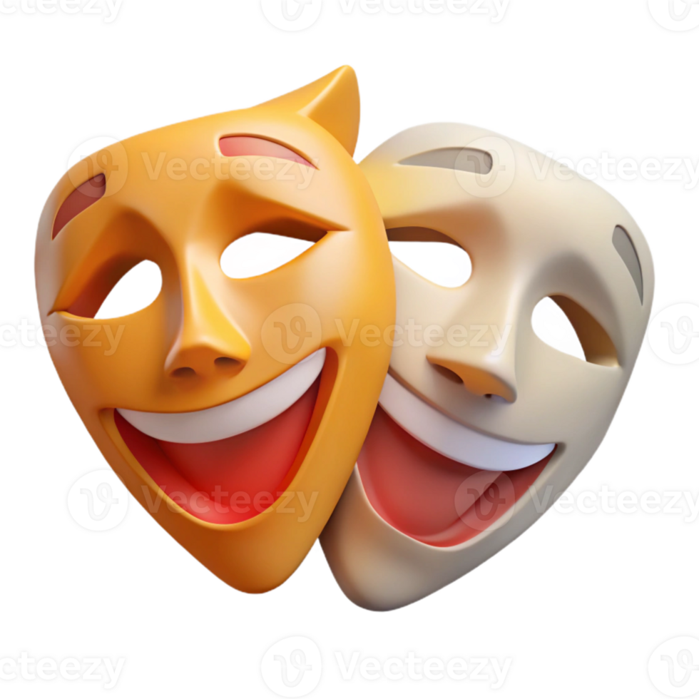 vibrant traditional Theater Masks Comedy and Tragedy Isolated Element high quality png