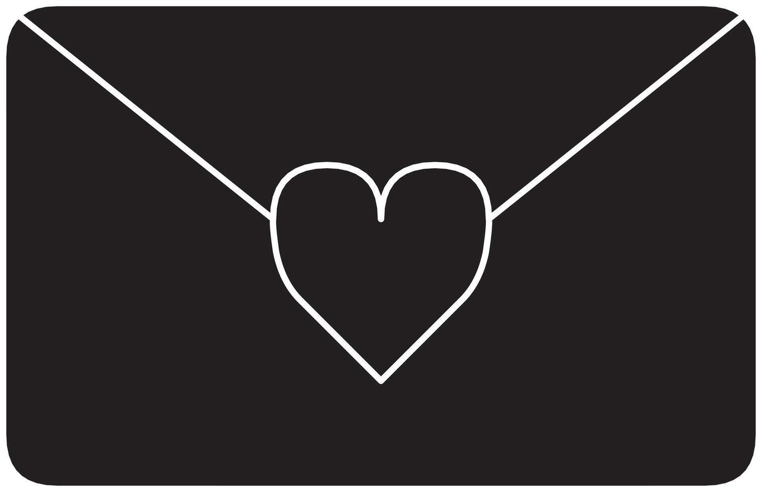 Heart Icon Featured on Black Envelope Symbolizing Love and Communication vector