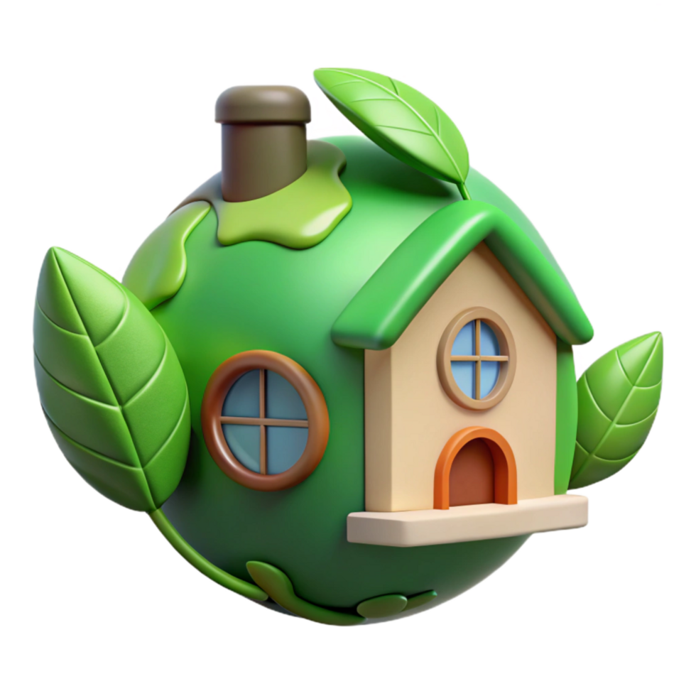 vibrant creative Eco Friendly Home Front View Isolated Element high resolution png