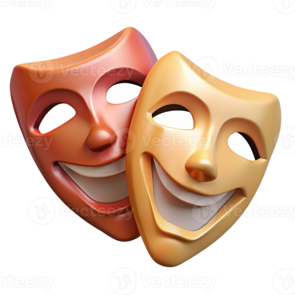 magnificent artistic Theater Masks Comedy and Tragedy Isolated Element authentic png