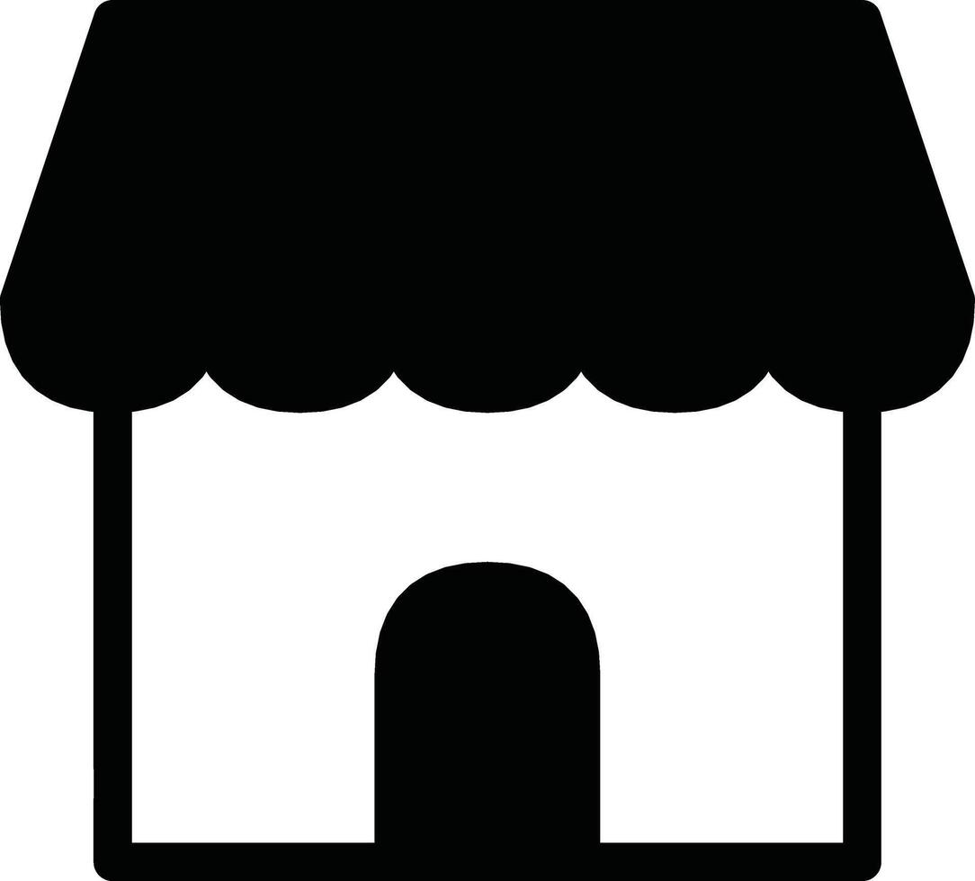 A minimalist icon design representing a small storefront with an awning, showcasing simplistic graphical aesthetics. Perfect for commerce, business, or marketplace conceptual themes vector