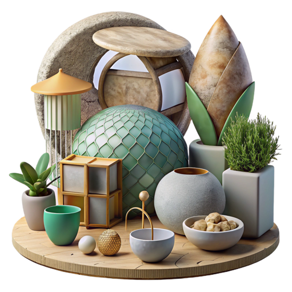 wonderful rustic Eco Friendly Home Decor Elements Isolated detailed png