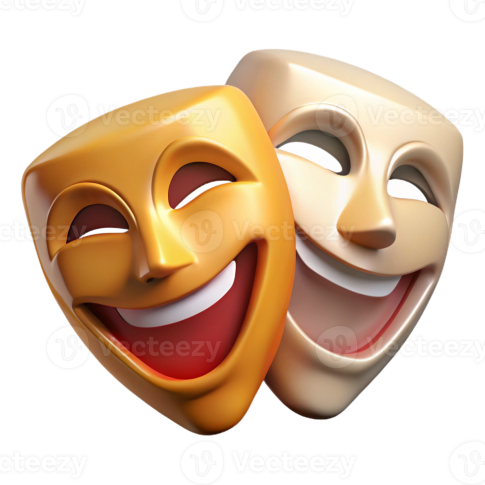 impressive abstract Theater Masks Comedy and Tragedy Isolated Element exclusive png