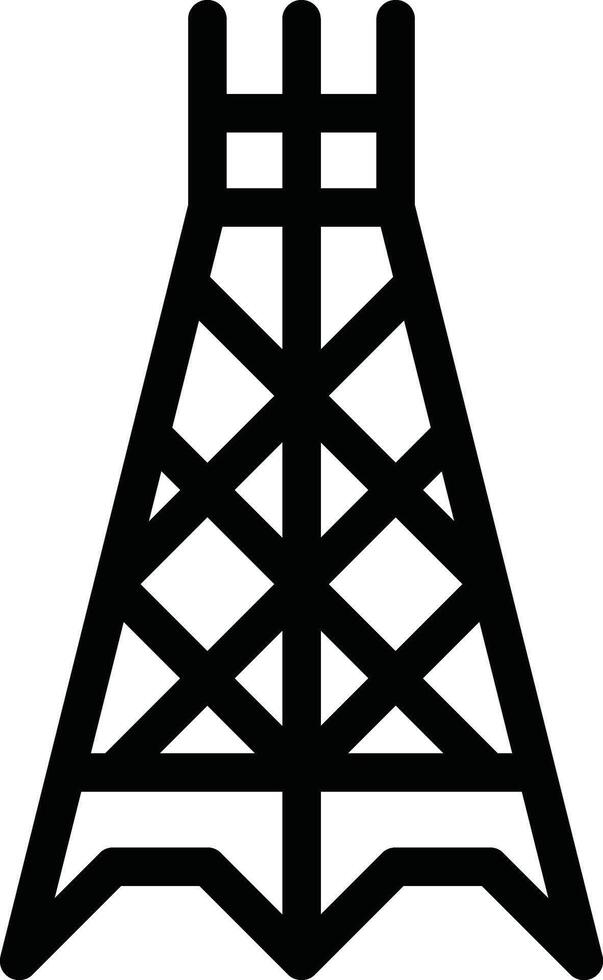 Abstract Black Icon of Oil Rig Structure on White Background vector