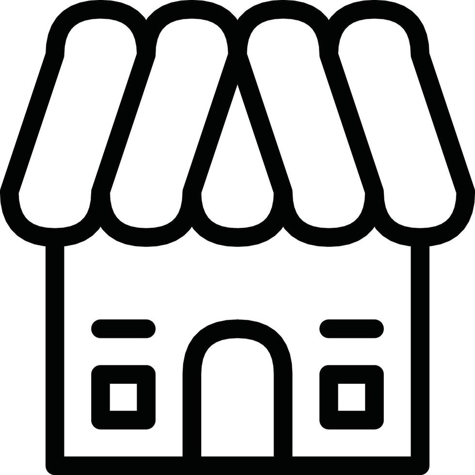 Illustration Of A Storefront With Awning In Minimalist Black Outline Style vector