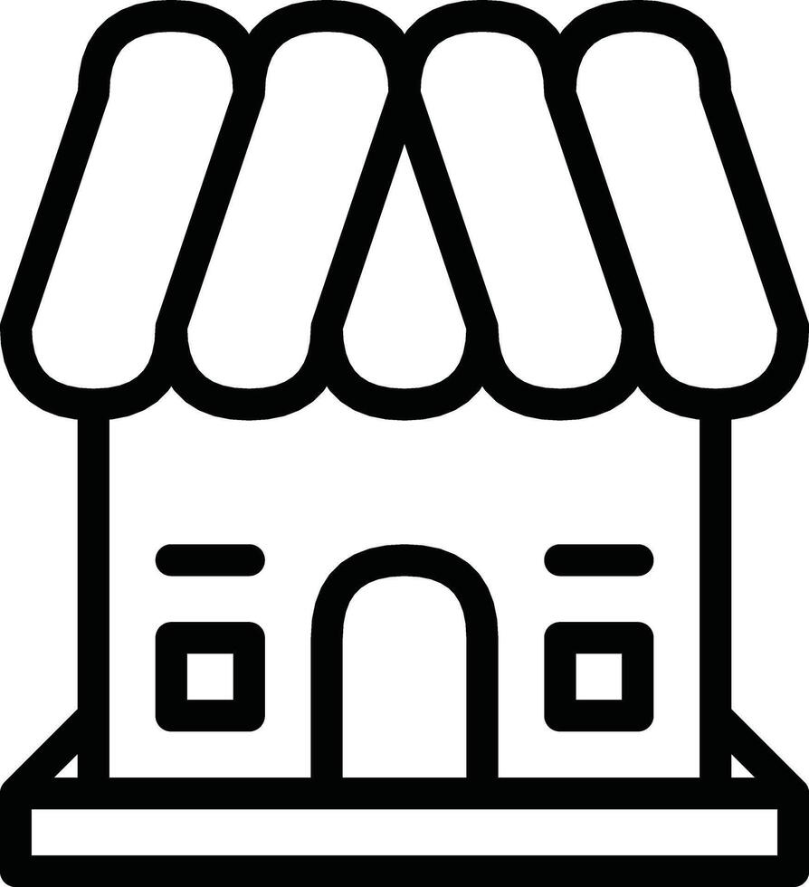 PrintIllustration Of A Storefront With Awning In Minimalist Black Outline Style. store symbol vector